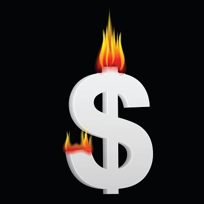 Burning Dollar Stock Illustration - Download Image Now - iStock