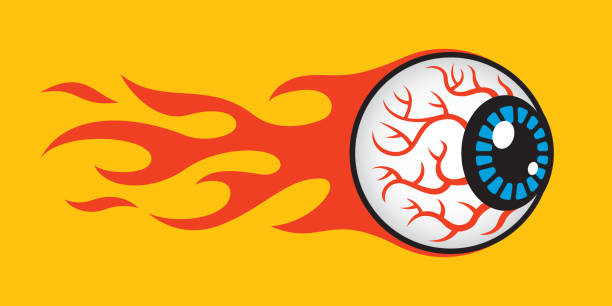 Burning Flaming Eyeball Vector Graphic. vector art illustration