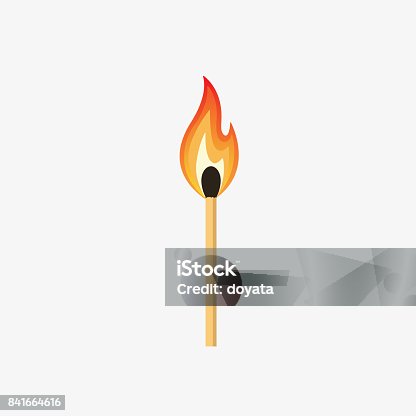 istock Burning Match Stick Illustration 841664616