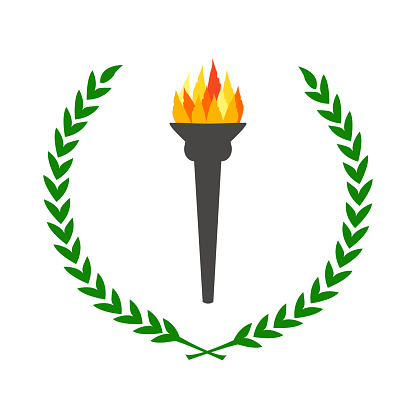 Burning Torch With Laurel Wreath Stock Illustration - Download Image ...