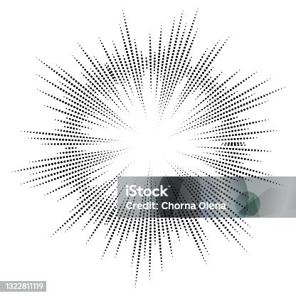 istock Bursting rays. Sunburst frame. Abstract equalizer element with dotted lines for design. Vector illustration. 1322811119