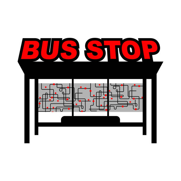 bus-haltestelle isoliert. busbahnhof vektor-illustration - bench advertising panel stock-grafiken, -clipart, -cartoons und -symbole