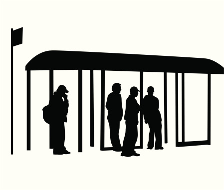 Bus Stop Waiting Vector Silhouette