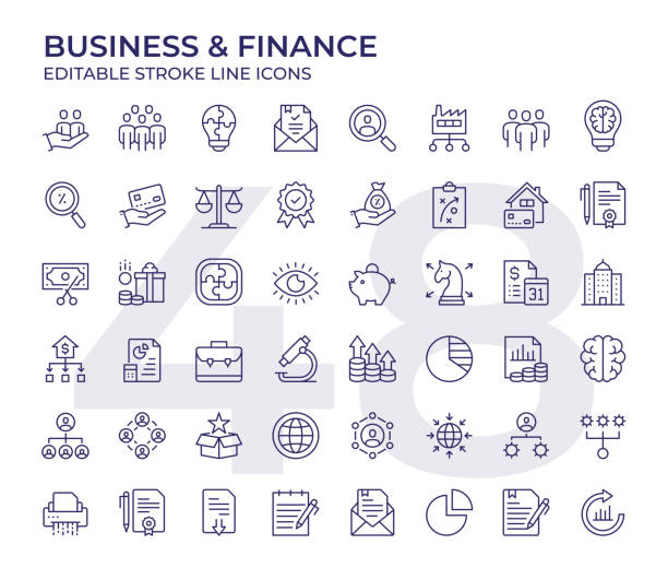 Business And Finance Line Icon Set vector art illustration