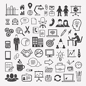 Business and office icons: people, computer, digital, office equipment, team, strategy, design infographics elements