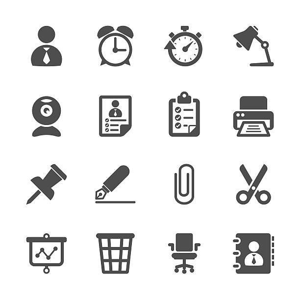 business and office work icon set, vector eps10 business and office work icon set, vector eps10.. writing activity symbols stock illustrations