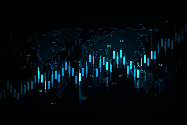 wykres wykresu świeca biznesowa obrotu giełdowego obrotu, bullish punkt, bearish punkt dla biznesu i koncepcji finansowych, raportów i inwestycji. ilustracja wektorowa - stock market stock illustrations