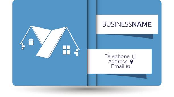 Business card for real estate and construction of houses Business card for real estate and construction of houses concept roofing business card stock illustrations