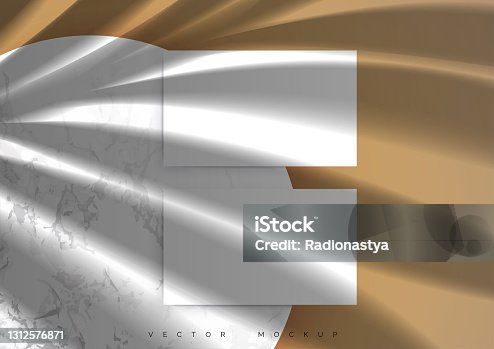 istock Business card Mockup with shadow from palm leaf. Marble podium 1312576871