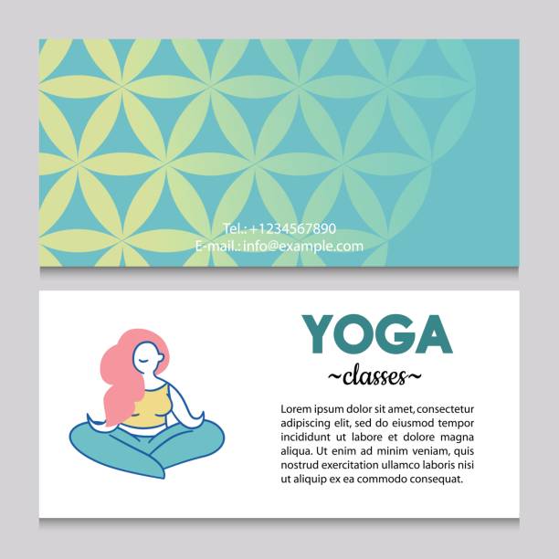 visitenkarte oder flyer vorlage für yoga-studio. - pilates methode stock-grafiken, -clipart, -cartoons und -symbole