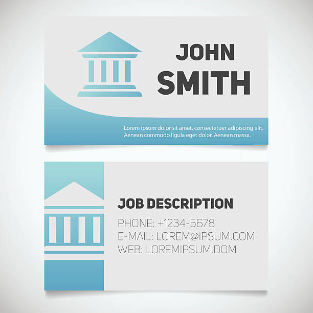 Business card print template Business card print template with courthouse sign. Lawyer. Advocate. Vector illustration roofing business card stock illustrations