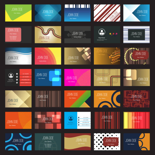 Business Card Set Modern Style Business Cards Design in Editable Vector Format business card design stock illustrations