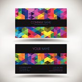 Business Card template with multicolored mosaic of triangles.
