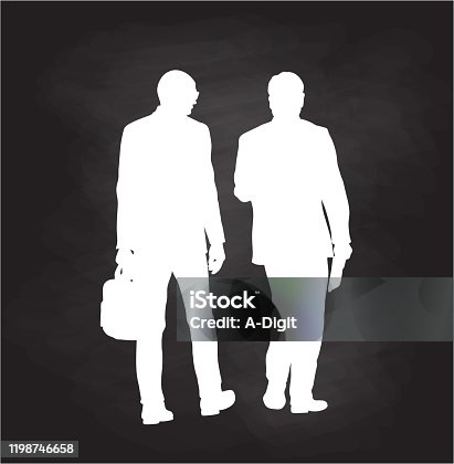 istock Business Colleagues Walking Silhouettes Chalkboard 1198746658
