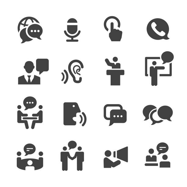 Business Communication Icons - Acme Series Business, Communication, public speaker stock illustrations