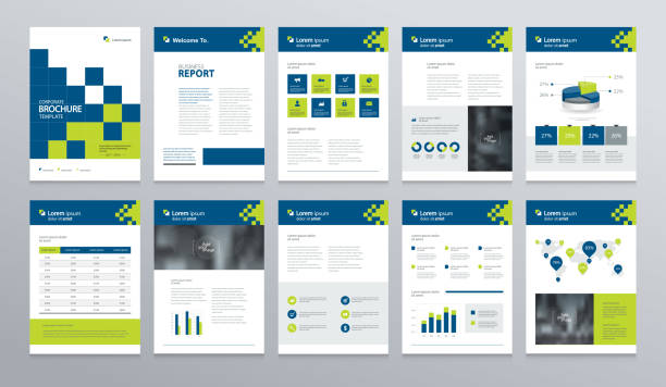 business company profile ,annual report , brochure , flyer, presentations,magazine,and book  layout template, with page cover design and  info chart element. vector a4 size for editable. This file EPS 10 format. This illustration plan document stock illustrations