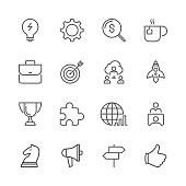 Icon Set of business things on white background , Vector line design icon 