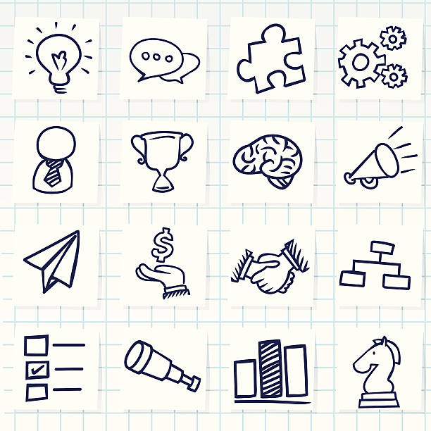 Business Concept Icon Vector File of Doodle Business Concept Icon Set chess drawings stock illustrations