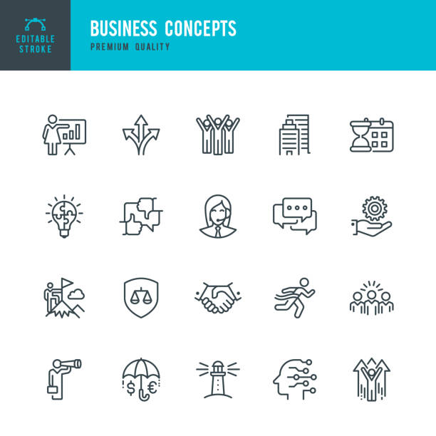 illustrations, cliparts, dessins animés et icônes de business concepts-ensemble d’icônes de vecteur de ligne - coworking