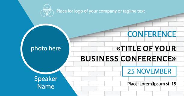 Business conference template. Facebook event link banner design Business conference template. Facebook event link banner design meeting drawings stock illustrations