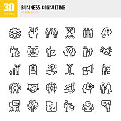 Set of Business Consulting thin line vector icons.