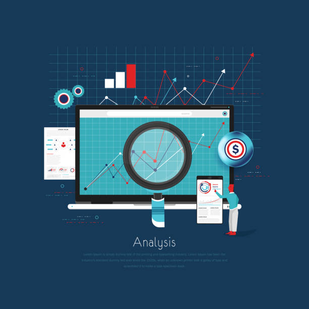 ilustraciones, imágenes clip art, dibujos animados e iconos de stock de inversión y gestión de análisis de datos empresariales - market research