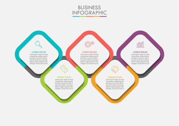 Business data visualization. timeline infographic icons designed for abstract background template Business data visualization. timeline infographic icons designed for abstract background template milestone element modern diagram process technology digital marketing data presentation chart Vector number 5 stock illustrations
