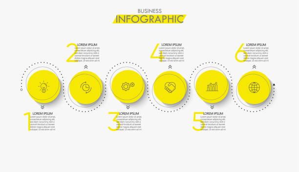 wizualizacja danych biznesowych. ikony infografiki osi czasu przeznaczone dla abstrakcyjnego szablonu tła - infographic stock illustrations