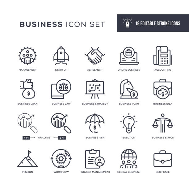 Business Editable Stroke Line Icons vector art illustration