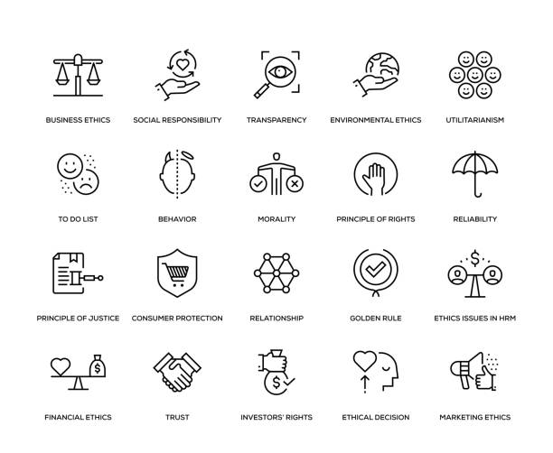 Business Ethics Icon Set Business Ethics Icon Set - Thin Line Series social responsibility stock illustrations