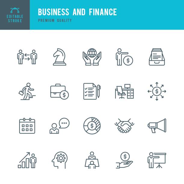 Business & Finance  - Thin Line Icon Set Set of business & finance thin line vector icons. chess icons stock illustrations