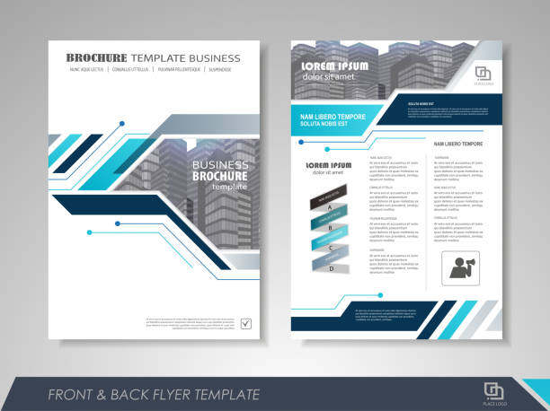 Business flyer cover design Front and back page annual report brochure flyer design vector template. Leaflet cover presentation abstract background for business, magazines, posters, booklets, banners. Layout in A4 size. EPS10. Contains transparent objects technology drawings stock illustrations