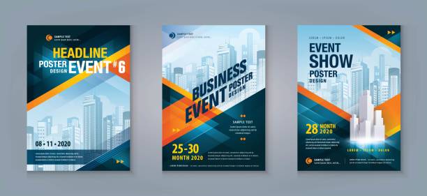 Business Flyer Poster Design Set. Layout Template, Abstract Red and Blue Geometric Triangle Business Flyer Poster Design Set. Layout Template, Abstract Red and Blue Geometric Triangle Background, invitation Card, presentation, leaflet, Booklet, annual Report, cover brochure, exhibition display, banner meeting drawings stock illustrations