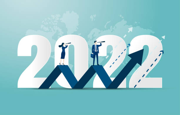 illustrations, cliparts, dessins animés et icônes de illustration du concept d’objectifs commerciaux 2022. - 2022
