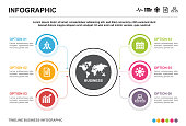 Infographic business template, 6 options, icon, data