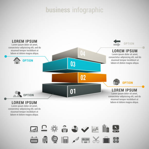 Business Infographic Vector illustration of business infographic made of blocks. toy block stock illustrations