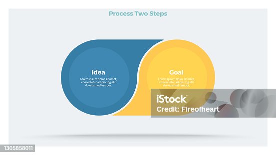 istock Business infographics. Process with 2 steps, options, circles. Vector template. 1305858011