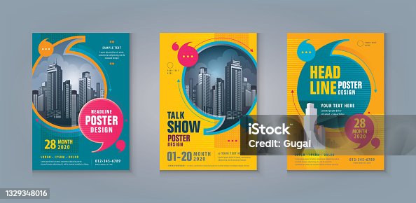 istock Business Leaflet Brochure Flyer template Design Set. Corporate Flyer Template, Abstract Speech Bubbles 1329348016