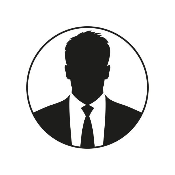 Business man icon. Male face silhouette with office suit and tie. User avatar profile. Vector illustration. Business man icon. Male face silhouette with office suit and tie. User avatar profile. Vector illustration. avatar clipart stock illustrations