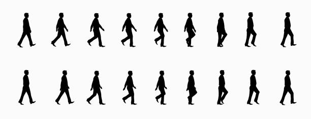 Business man walk cycle Business man walk cycle, Walk sequence, sprites, sprite, animation, looping, silhouette, spite sheet, sprite animation, sprites. walking stock illustrations