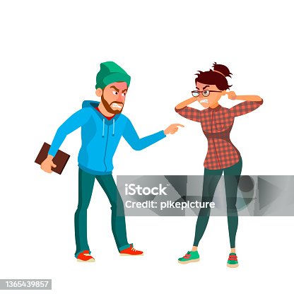 istock Business man woman argue aggression vector 1365439857