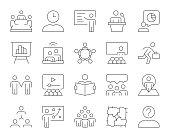 istock Business Meeting - Thin Line Icons 1153212697