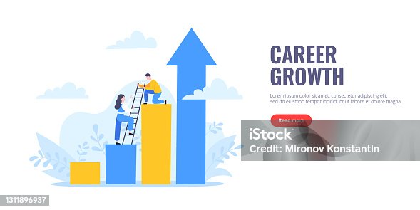 istock Business mentor helps to improve career and holding stairs steps vector illustration. 1311896937