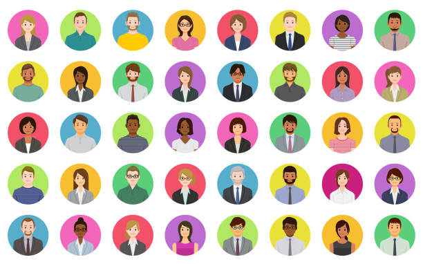 Business people icons 40 People icons. avatar symbols stock illustrations