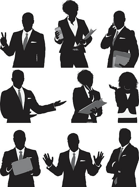 business people in various actions - curley cup stock illustrations