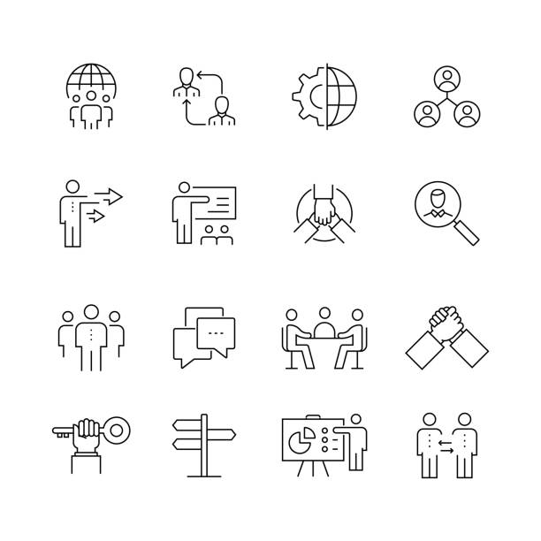 Business People - Set of Thin Line Vector Icons Business People - Set of Thin Line Vector Icons entrepreneur symbols stock illustrations
