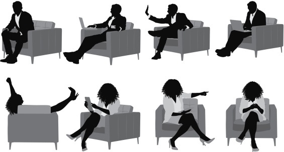 Business people sitting on armchair