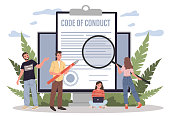 istock Business people studying code of conduct paper 1203743787