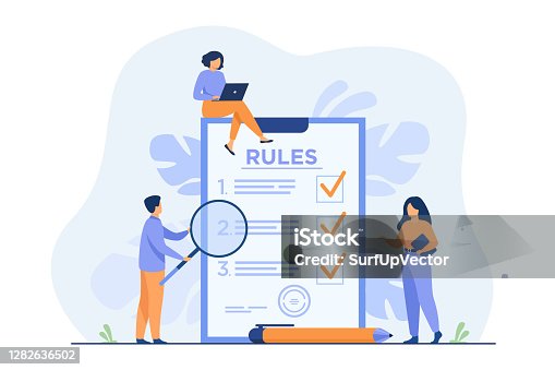 istock Business people studying list of rules 1282636502