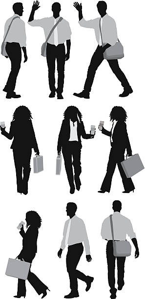 business people walking - curley cup stock illustrations